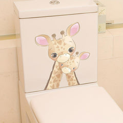 Funny Giraffe Toilet Decal Self Adhesive Waterproof Cover Sticker