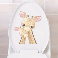 Funny Giraffe Toilet Decal Self Adhesive Waterproof Cover Sticker