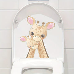 Funny Giraffe Toilet Decal Self Adhesive Waterproof Cover Sticker