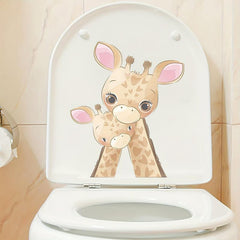 Funny Giraffe Toilet Decal Self Adhesive Waterproof Cover Sticker
