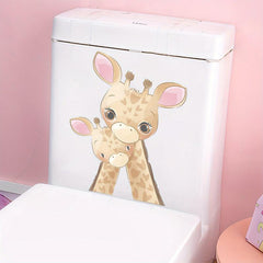 Funny Giraffe Toilet Decal Self Adhesive Waterproof Cover Sticker