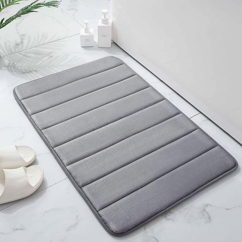Soft Memory Foam Bath Mat with Rubber Back Grey