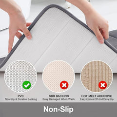 Soft Memory Foam Bath Mat with Rubber Back Grey