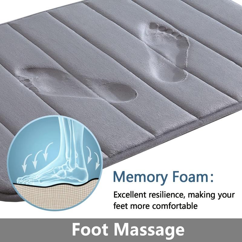 Soft Memory Foam Bath Mat with Rubber Back Grey