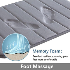 Soft Memory Foam Bath Mat with Rubber Back Grey