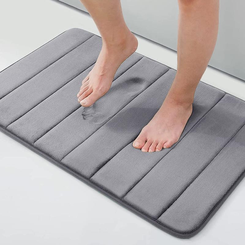 Soft Memory Foam Bath Mat with Rubber Back Grey