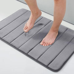 Soft Memory Foam Bath Mat with Rubber Back Grey