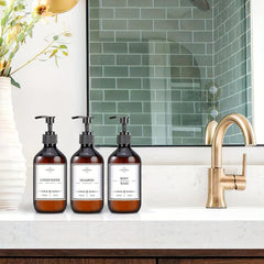 3pcs Plastic Shampoo Dispenser Bottles Set Countertop Lotion Bottle With Pump