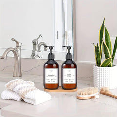 3pcs Plastic Shampoo Dispenser Bottles Set Countertop Lotion Bottle With Pump