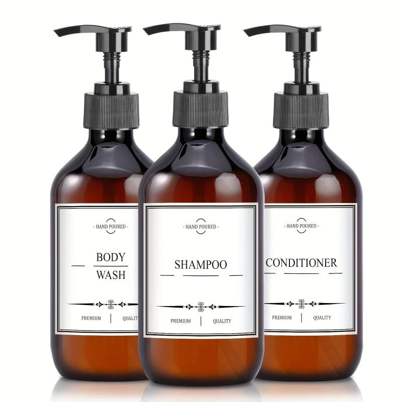 3pcs Plastic Shampoo Dispenser Bottles Set Countertop Lotion Bottle With Pump