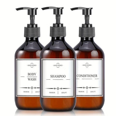 3pcs Plastic Shampoo Dispenser Bottles Set Countertop Lotion Bottle With Pump