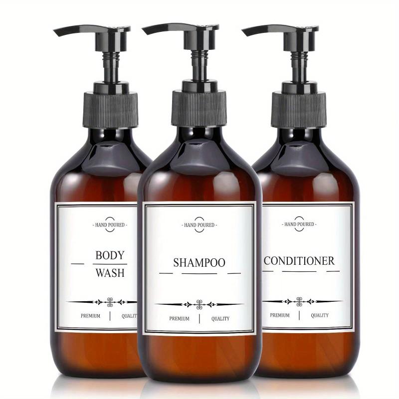 3pcs Plastic Shampoo Dispenser Bottles Set Countertop Lotion Bottle With Pump