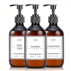 3pcs Plastic Shampoo Dispenser Bottles Set Countertop Lotion Bottle With Pump