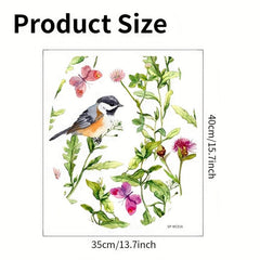 Watercolor Bird & Butterfly Toilet Lid Sticker Bathroom Decor