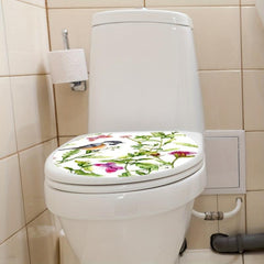 Watercolor Bird & Butterfly Toilet Lid Sticker Bathroom Decor