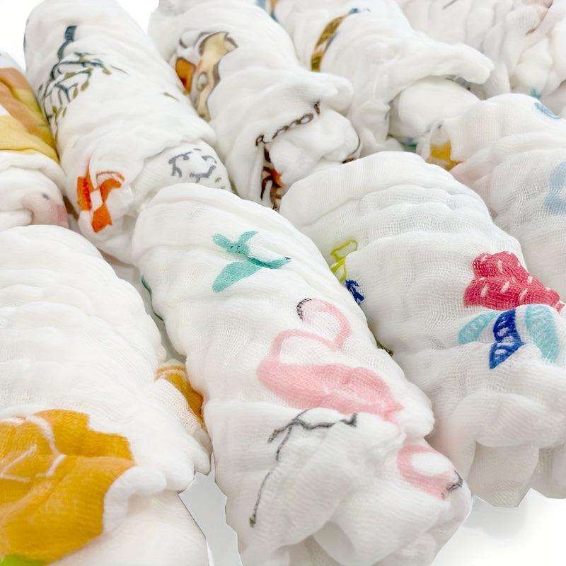 5pcs Baby Muslin Square Towel - Soft Cotton Burp Cloths for Newborns