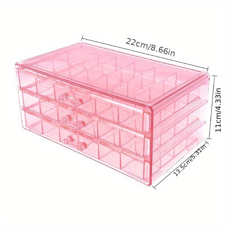 3 Layer 72 Grids Jewelry Storage Box Transparent Large Capacity