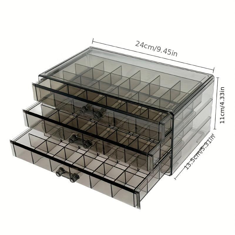 3 Layer 72 Grids Jewelry Storage Box Transparent Large Capacity