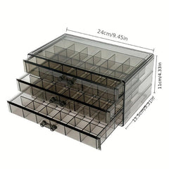 3 Layer 72 Grids Jewelry Storage Box Transparent Large Capacity
