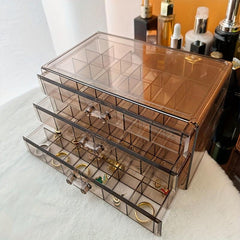 3 Layer 72 Grids Jewelry Storage Box Transparent Large Capacity