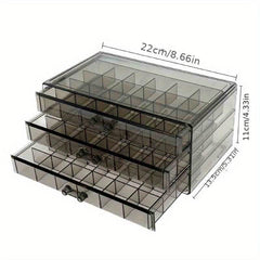 3 Layer 72 Grids Jewelry Storage Box Transparent Large Capacity