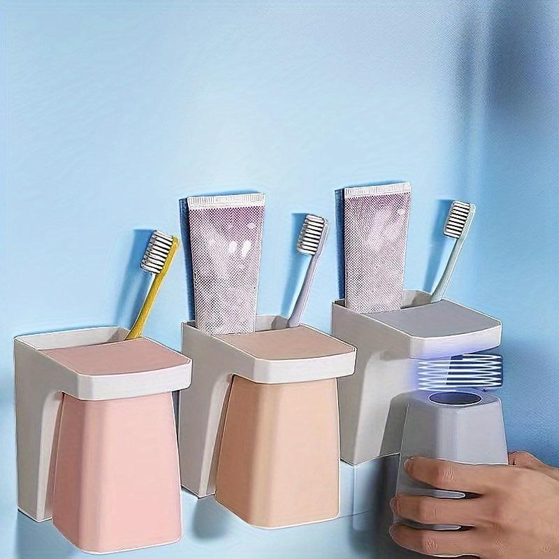 Magnetic Toothbrush Holder with Cup and Toothpaste Rack