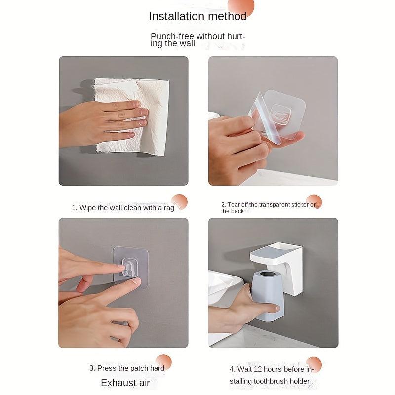 Magnetic Toothbrush Holder with Cup and Toothpaste Rack
