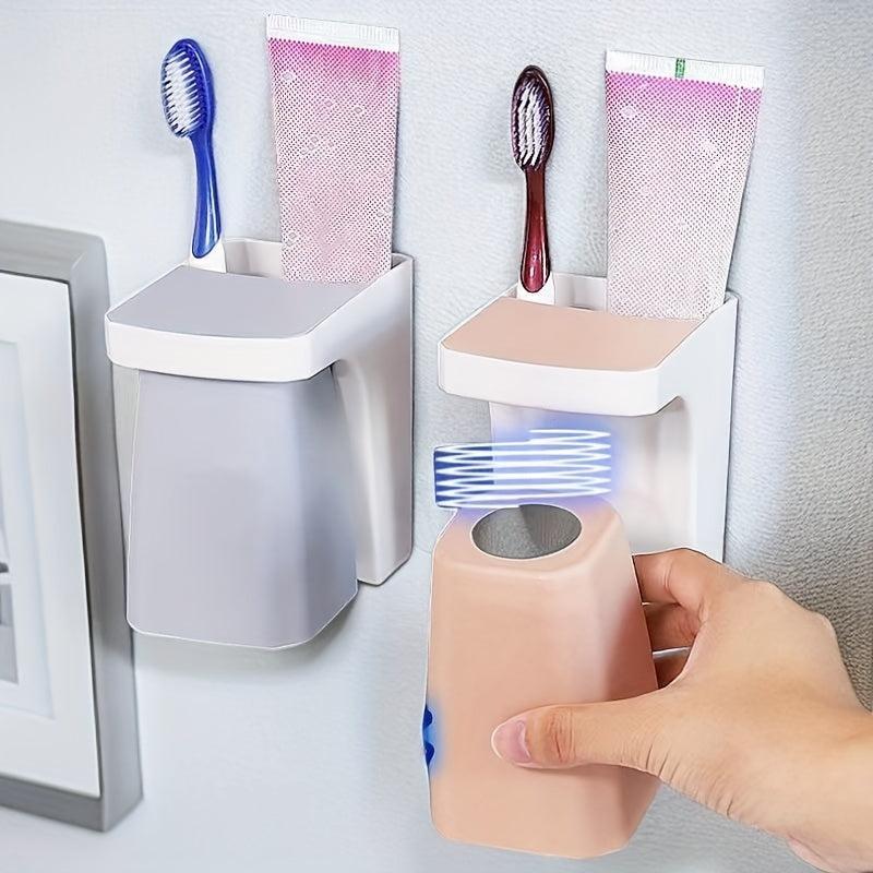 Magnetic Toothbrush Holder with Cup and Toothpaste Rack