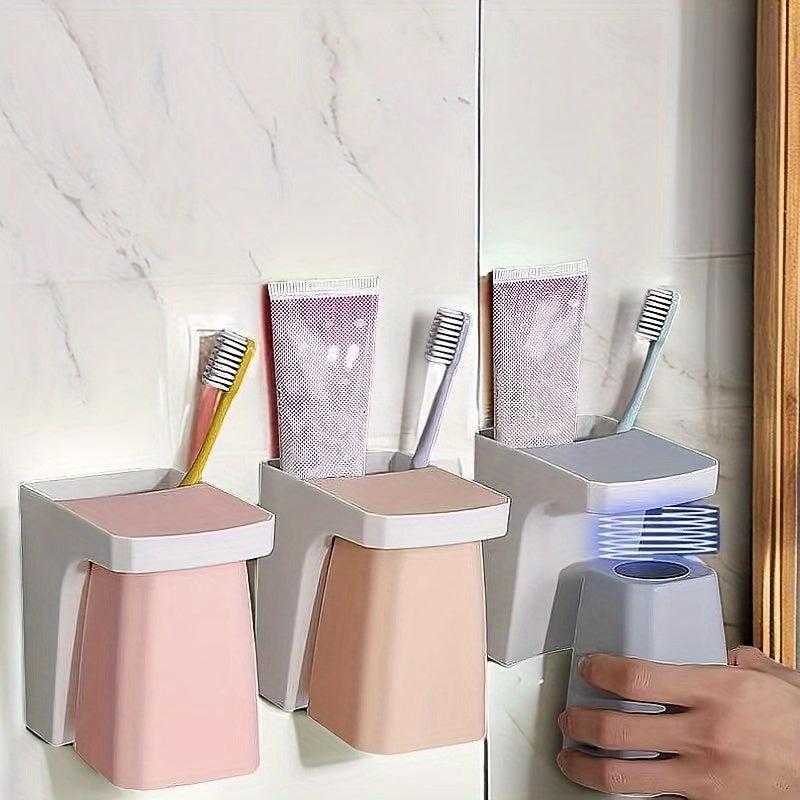 Magnetic Toothbrush Holder with Cup and Toothpaste Rack