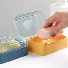 Plastic Soap Box with Lid Flip Drain Soap Storage Rack for Bathroom