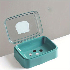 Plastic Soap Box with Lid Flip Drain Soap Storage Rack for Bathroom