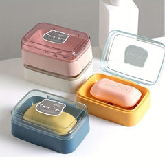Plastic Soap Box with Lid Flip Drain Soap Storage Rack for Bathroom