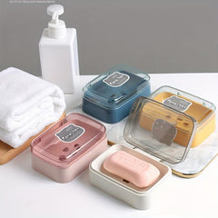 Plastic Soap Box with Lid Flip Drain Soap Storage Rack for Bathroom