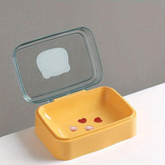 Plastic Soap Box with Lid Flip Drain Soap Storage Rack for Bathroom