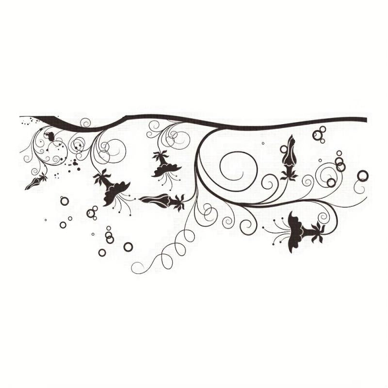 Flower Pattern Toilet Lid Decal Waterproof Self Adhesive Wall Sticker