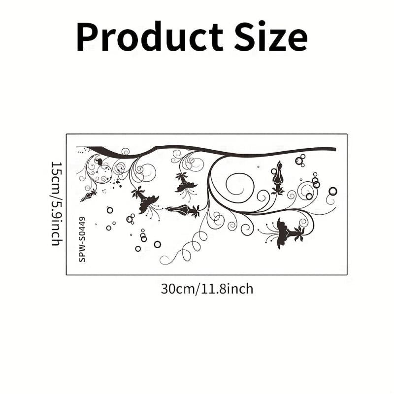 Flower Pattern Toilet Lid Decal Waterproof Self Adhesive Wall Sticker