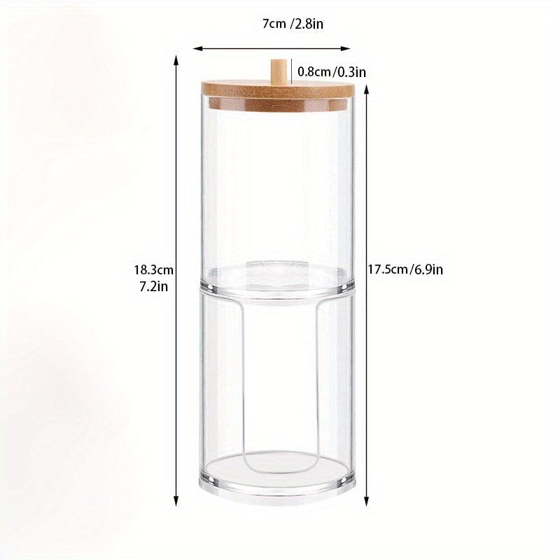 2pcs Double Layer Cotton Storage Box With Lid Clear Makeup Pad Storage Box