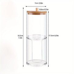 2pcs Double Layer Cotton Storage Box With Lid Clear Makeup Pad Storage Box