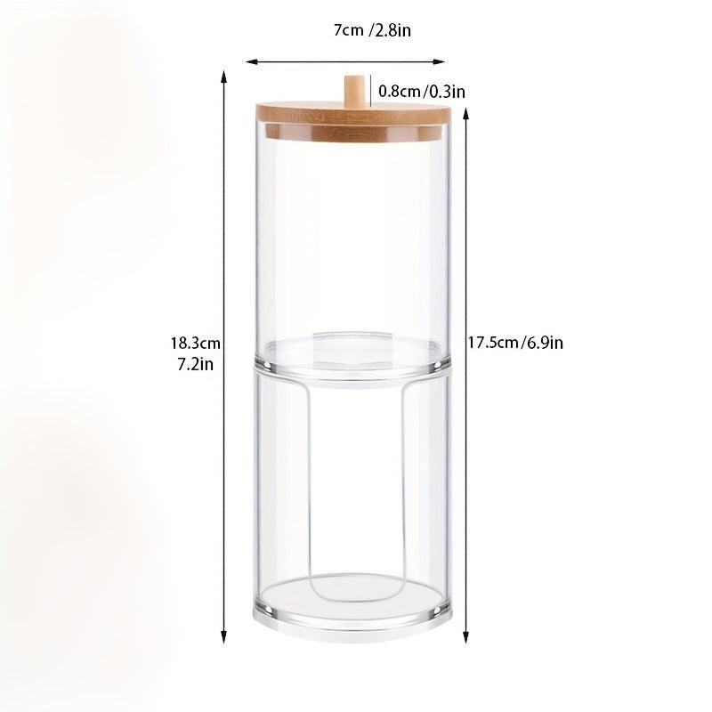 2pcs Double Layer Cotton Storage Box With Lid Clear Makeup Pad Storage Box
