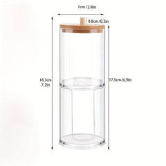 2pcs Double Layer Cotton Storage Box With Lid Clear Makeup Pad Storage Box