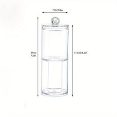 2pcs Double Layer Cotton Storage Box With Lid Clear Makeup Pad Storage Box