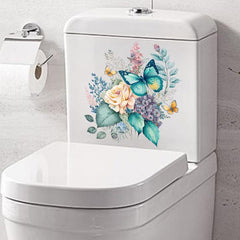 Flower Butterfly Toilet Lid Decal Self Adhesive Wall Sticker