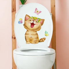 Cat Butterfly Toilet Lid Decal Wall Sticker Bathroom Decor
