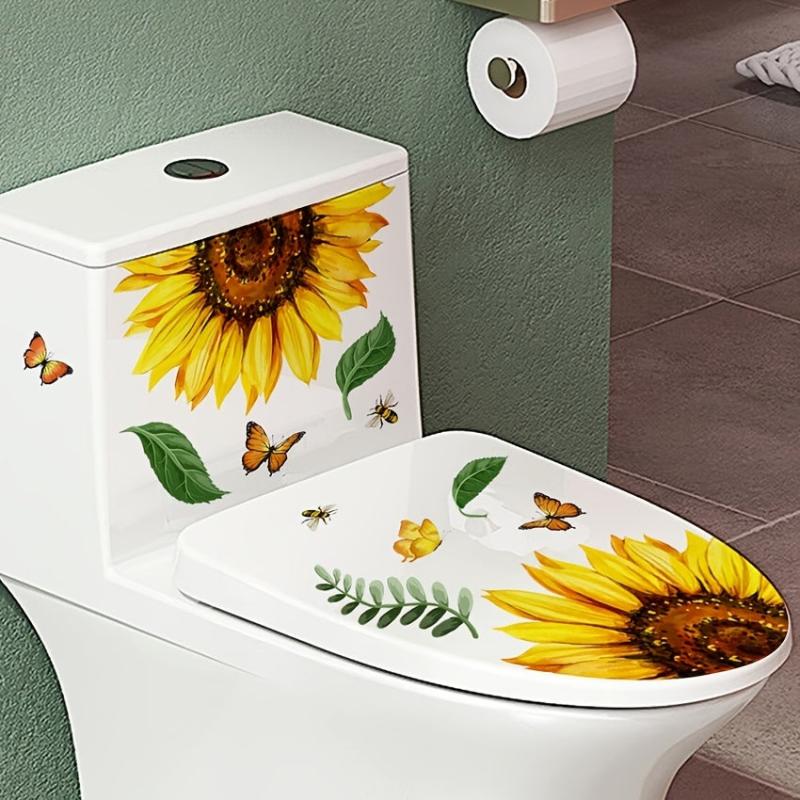 Sunflower Toilet Lid Sticker - Vibrant Bathroom Decor