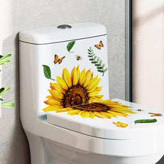 Sunflower Toilet Lid Sticker - Vibrant Bathroom Decor