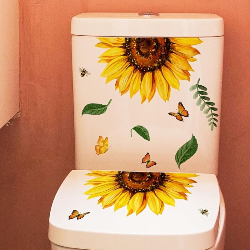 Sunflower Toilet Lid Sticker - Vibrant Bathroom Decor
