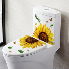 Sunflower Toilet Lid Sticker - Vibrant Bathroom Decor