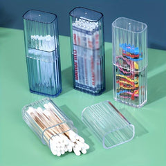 Portable Toothpick & Cotton Swab Box Clear Storage Solution