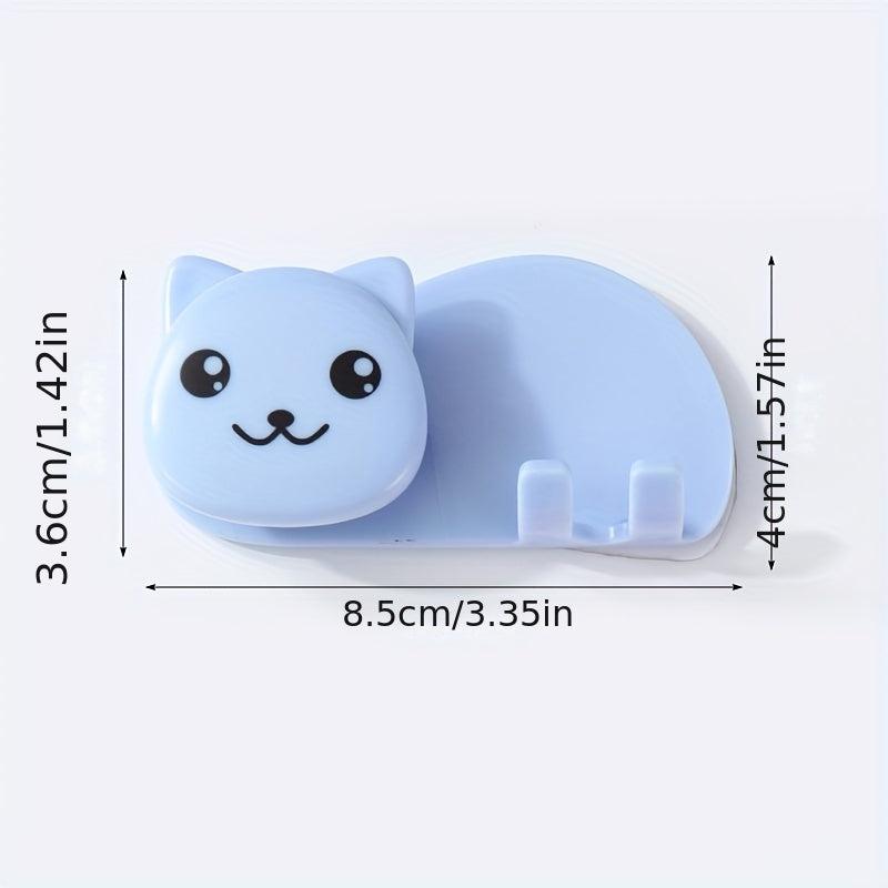 Toothpaste Toothbrush Holder Wall Mounted Bathroom Storage Rack Cat Pattern