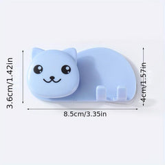 Toothpaste Toothbrush Holder Wall Mounted Bathroom Storage Rack Cat Pattern